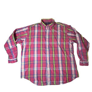 Ralph Lauren Blue Label XXL Blake 100% Cotton Pink Plaid Button Down Mens Shirt